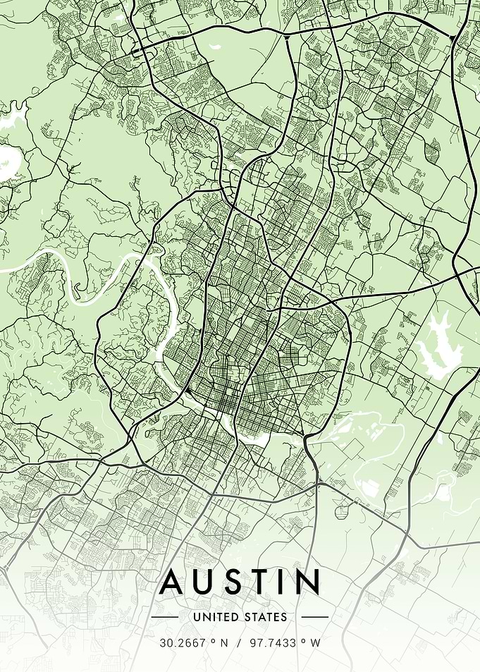 Austin City Map Green
