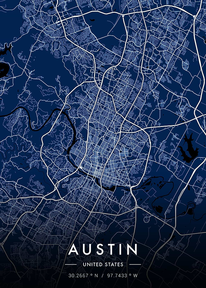 Austin City Map Blueprint