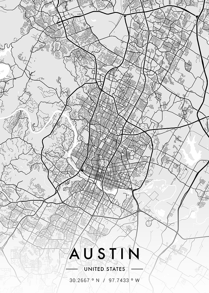 Austin City Map White