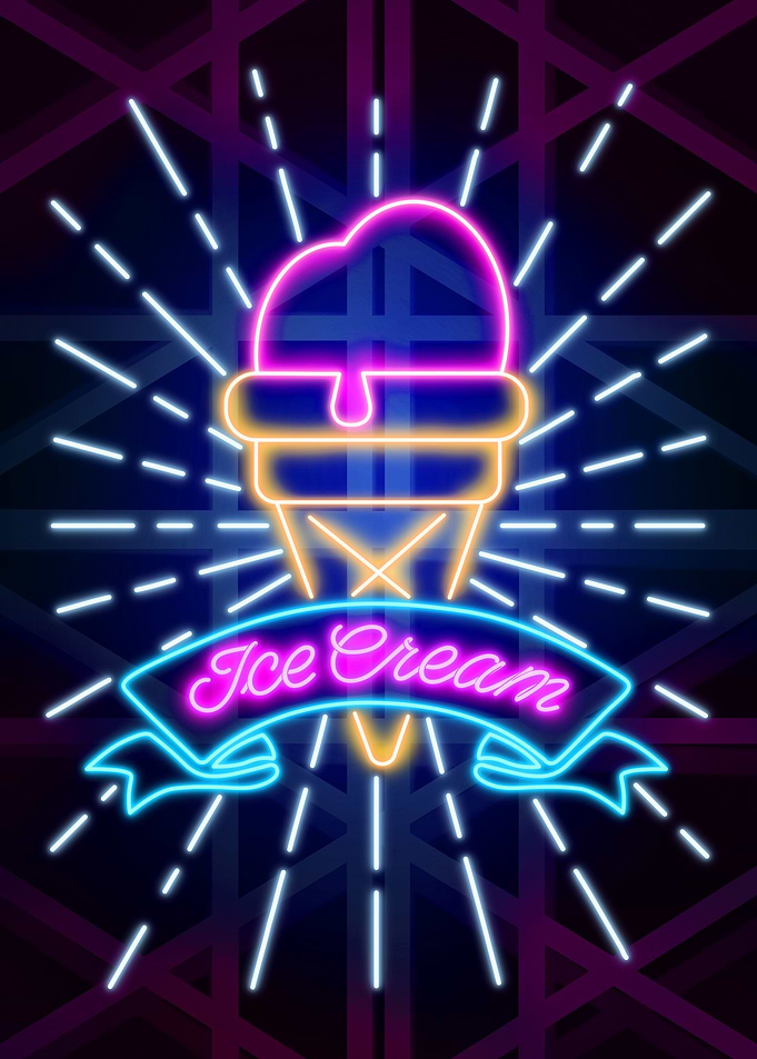 ice cream neon art