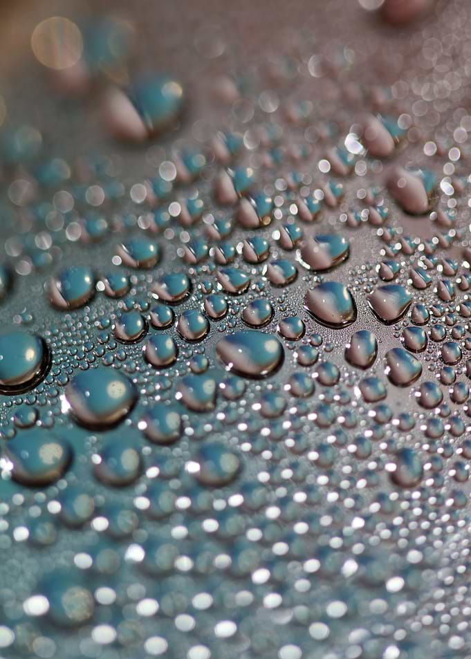 Colorful water drops macro