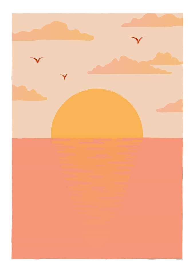 Modern minimal sunset art