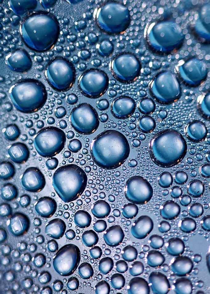 Colorful water drops macro