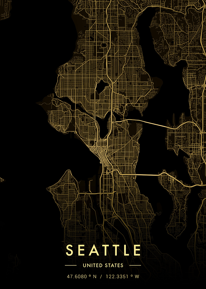 Seattle City Map Gold