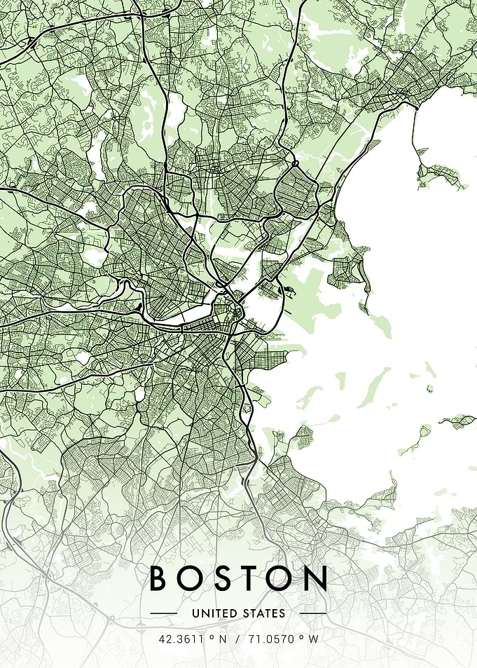 Boston City Map Green