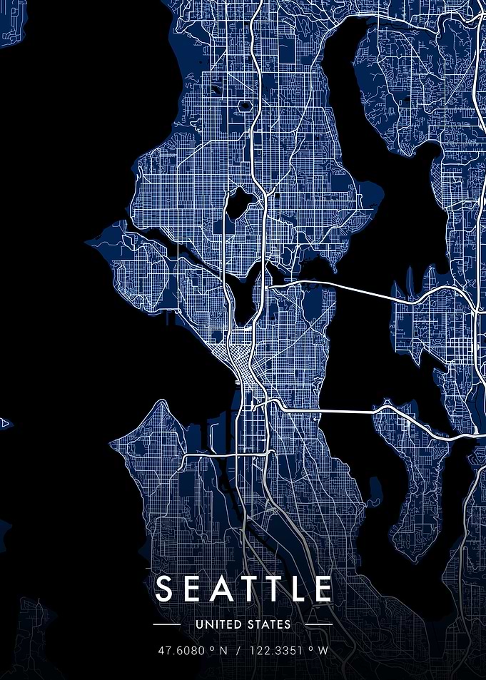 Seattle City Map Blueprint