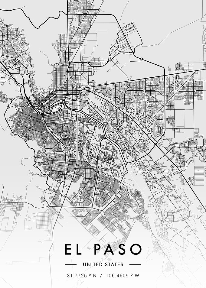 El Paso City Map White