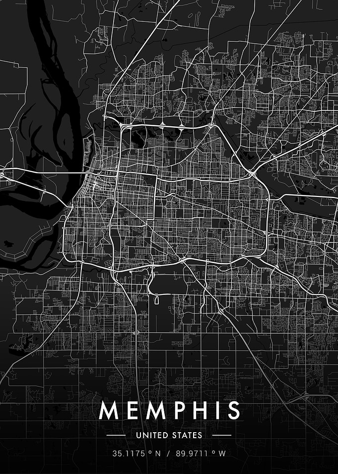 Memphis City Map Dark