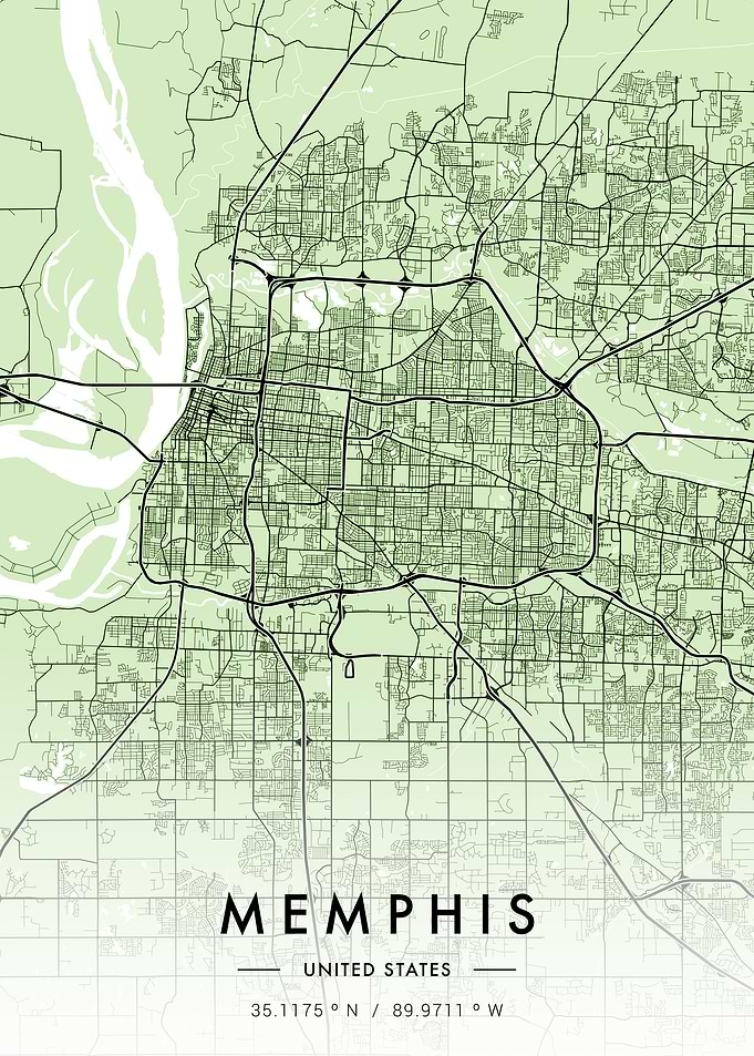 Memphis City Map Green