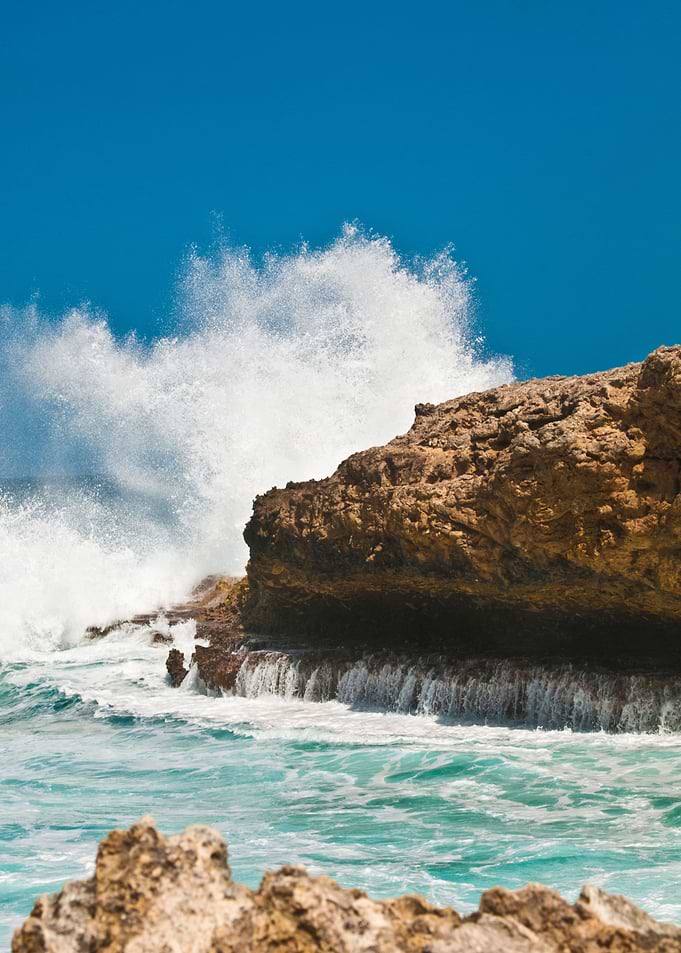 Coral Rock Crashing Waves