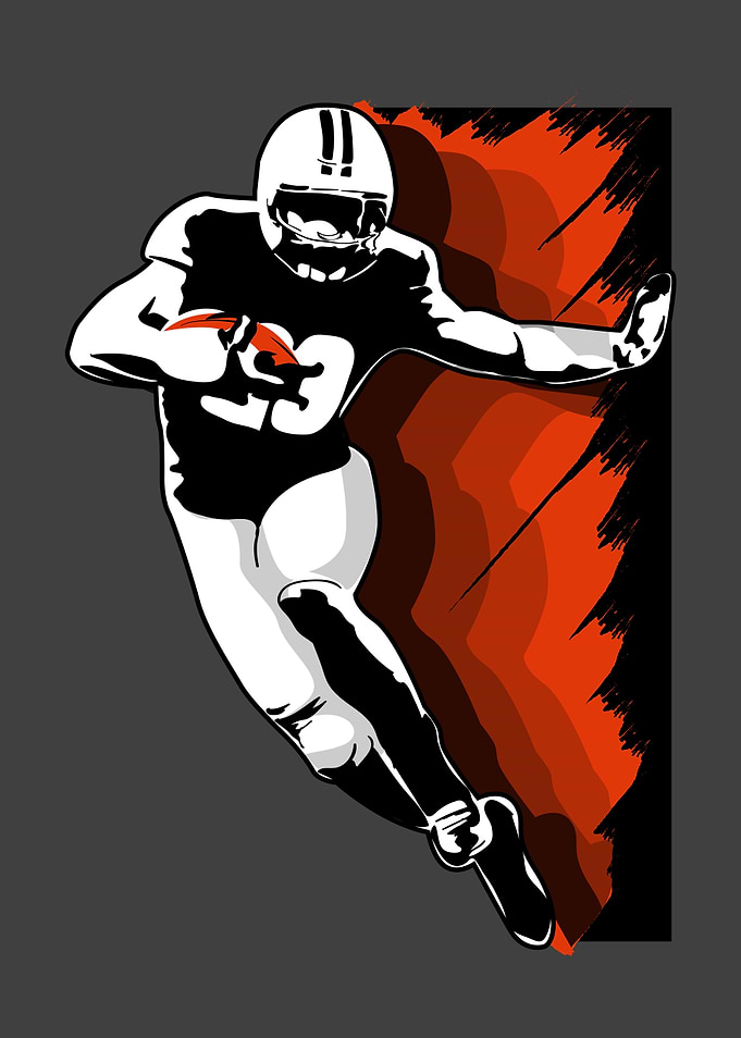 Football Player run for a