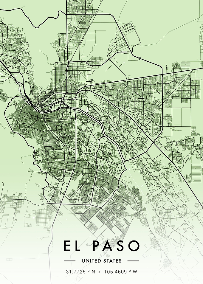 El Paso City Map Green