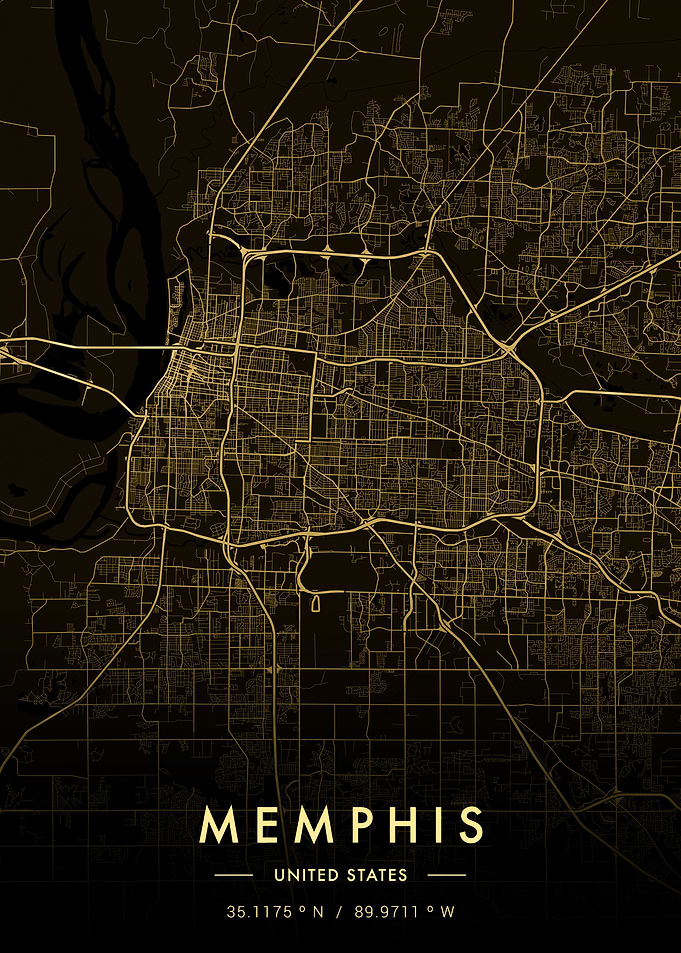 Memphis City Map Gold