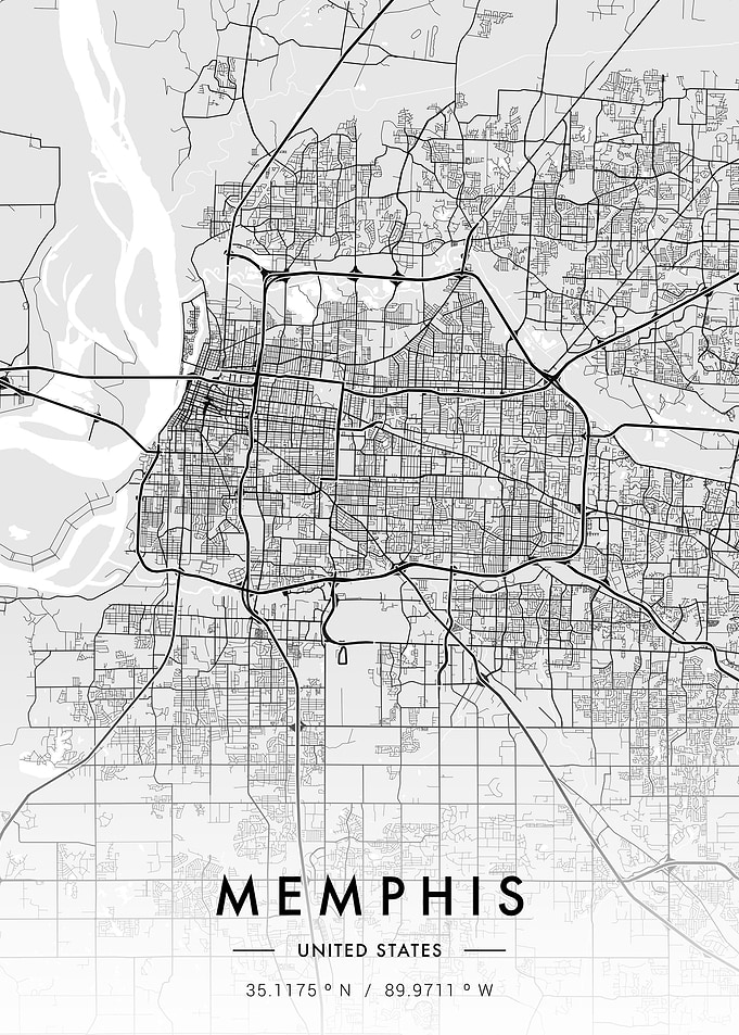 Memphis City Map White