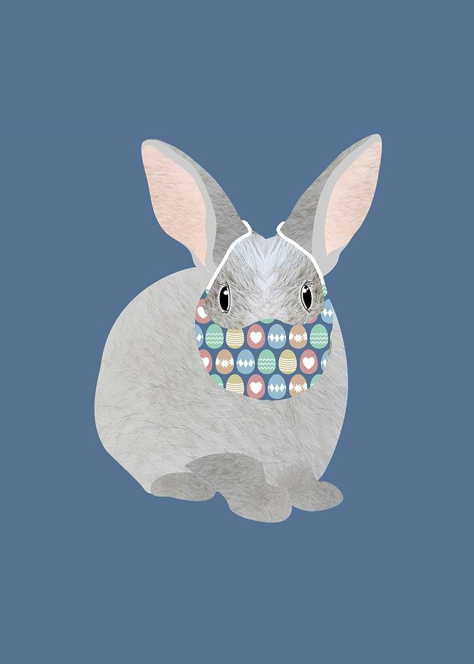 Easter bunny in face mask