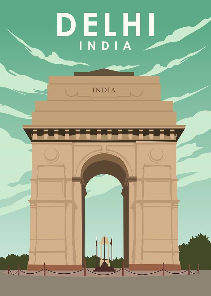 Delhi India Travel Poster
