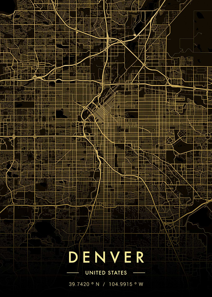 Denver City Map Gold
