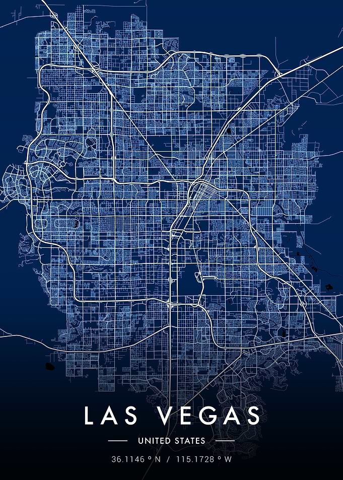 Las Vegas City Map Blue