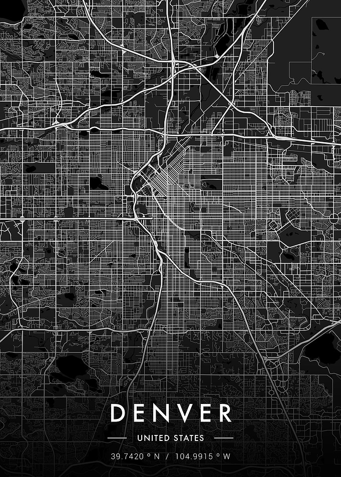 Denver City Map Dark
