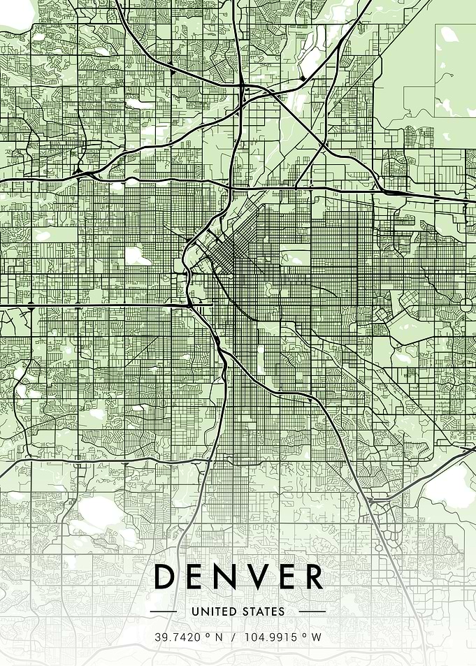 Denver City Map Green