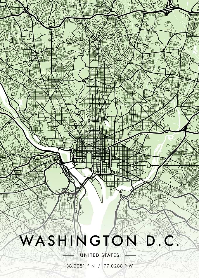 Washington City Map Green