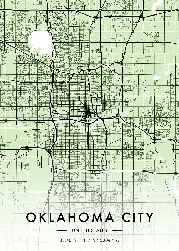 Oklahoma City Map Green