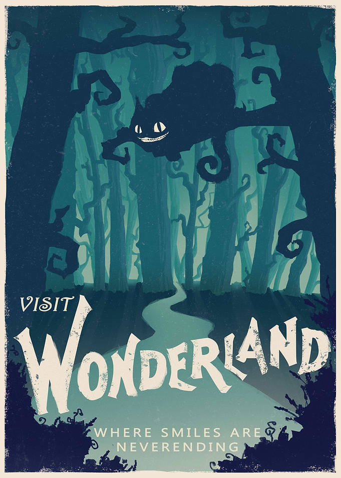 Cheshire cat travel poster