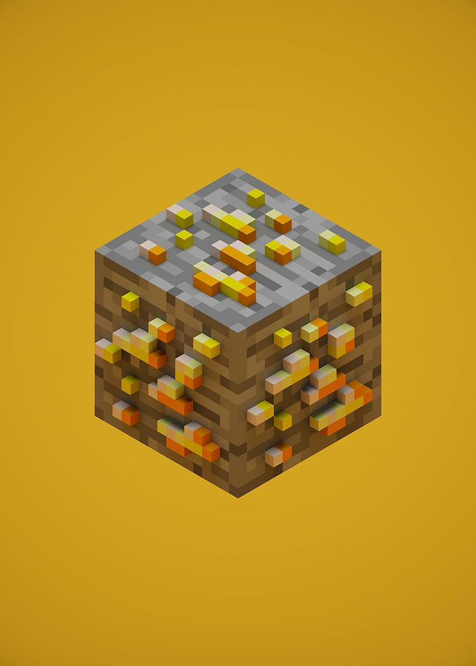 Cube Ore Gold VoxelArt