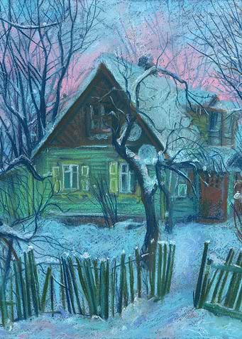 Old House Winter Landscape