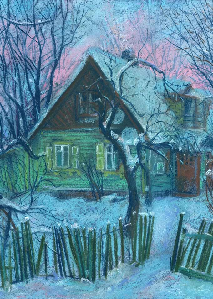 Old House Winter Landscape