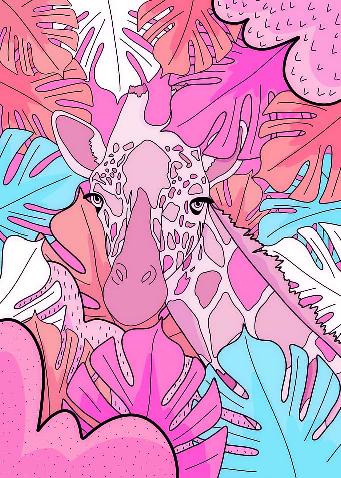 The pastel pink giraffe