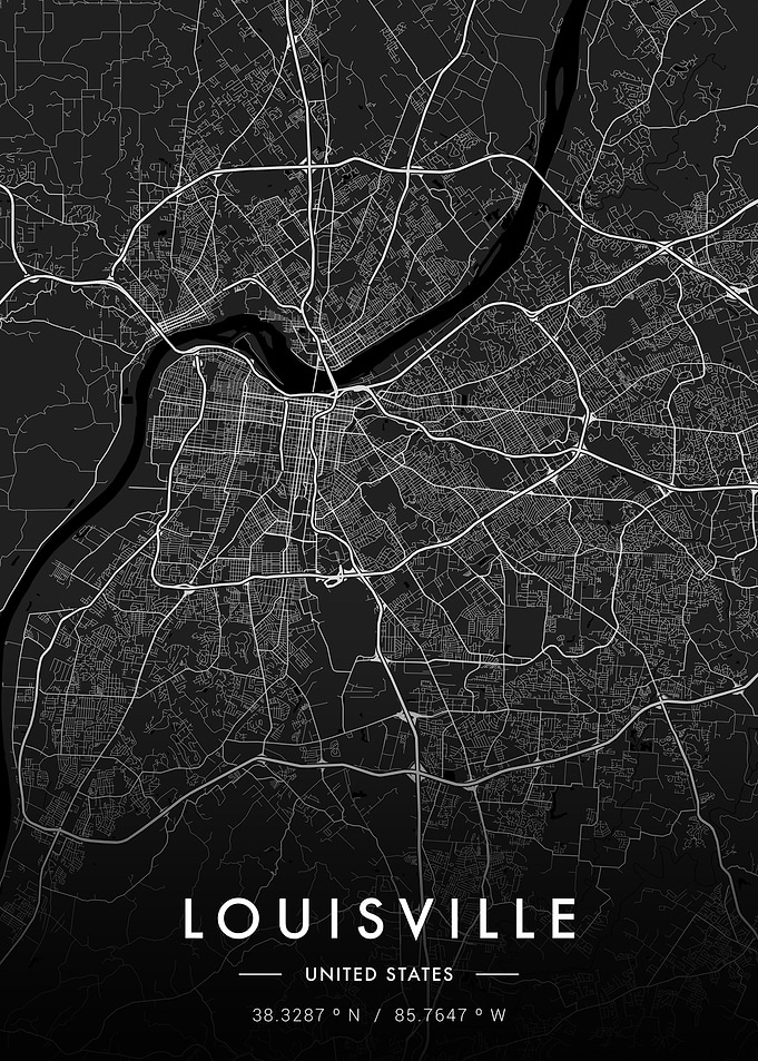 Louisville City Map Dark
