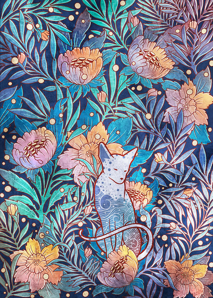 Sphynx and willow bloom