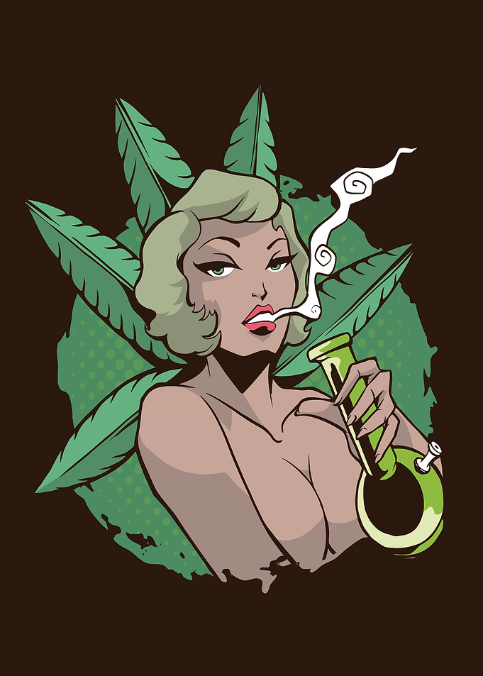 WOMAN SMOKING BONG DESIGN