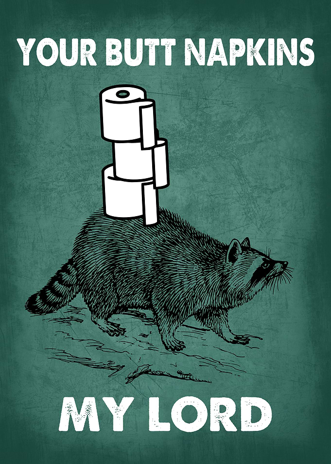 BUTT NAPKINS RACCOON5 TEAL
