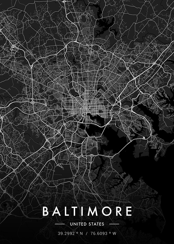 Baltimore City Map Dark