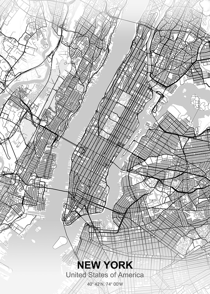 New York City map white