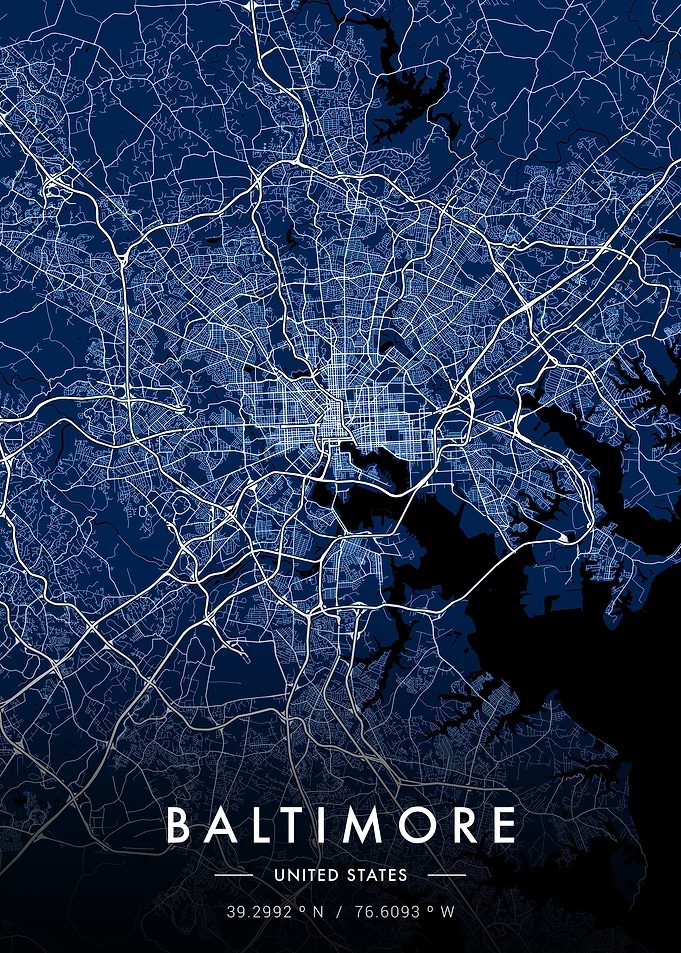 Baltimore City Map Blue