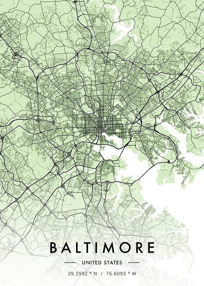 Baltimore City Map Green