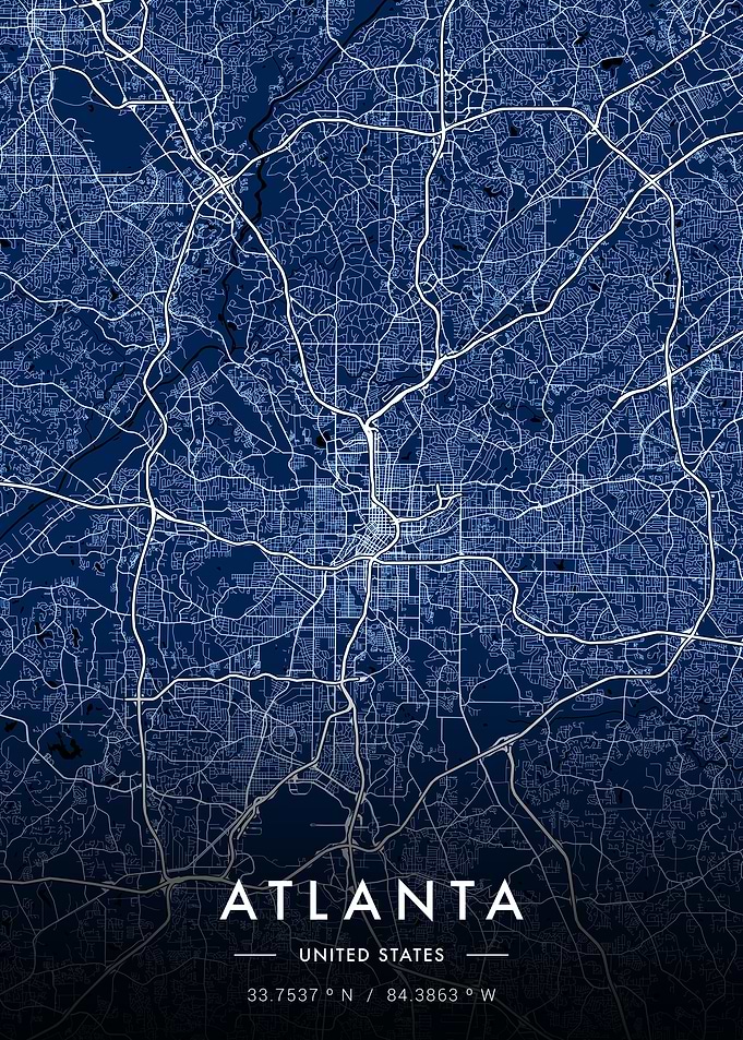 Atlanta City Maps Blue