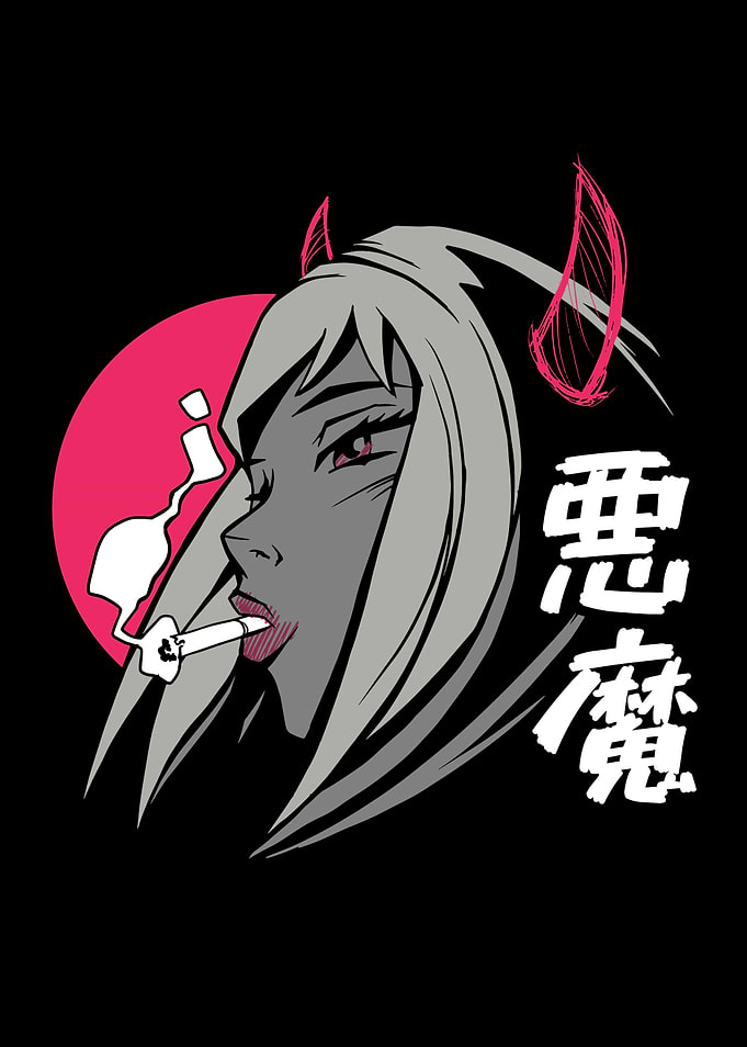 SMOKING DEMON ANIME GIRL