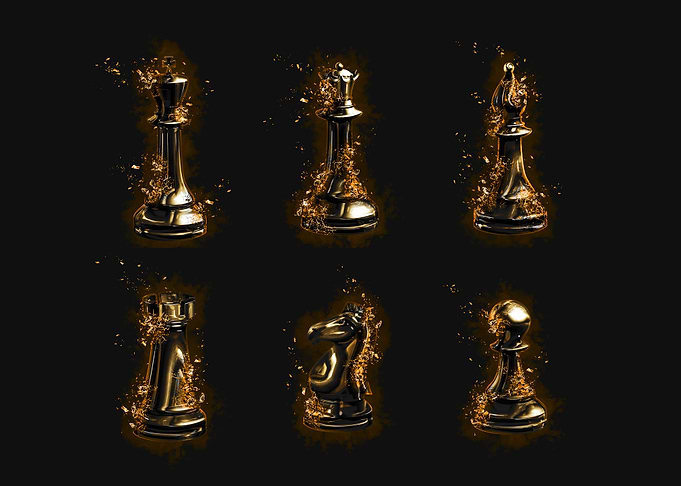 Golden Chess Pieces
