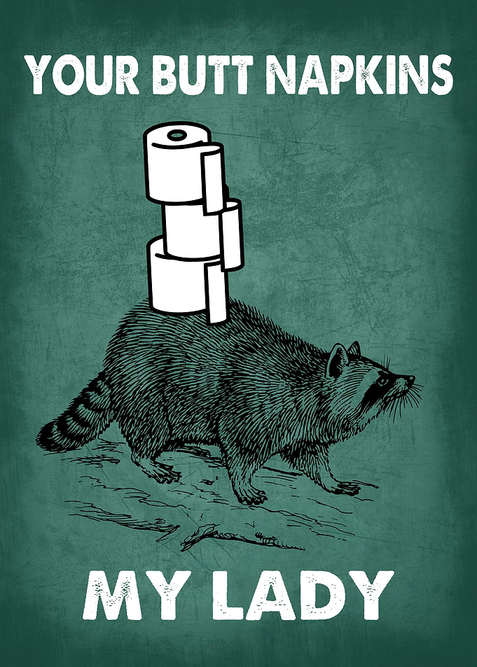 BUTT NAPKINS RACCOON4 TEAL