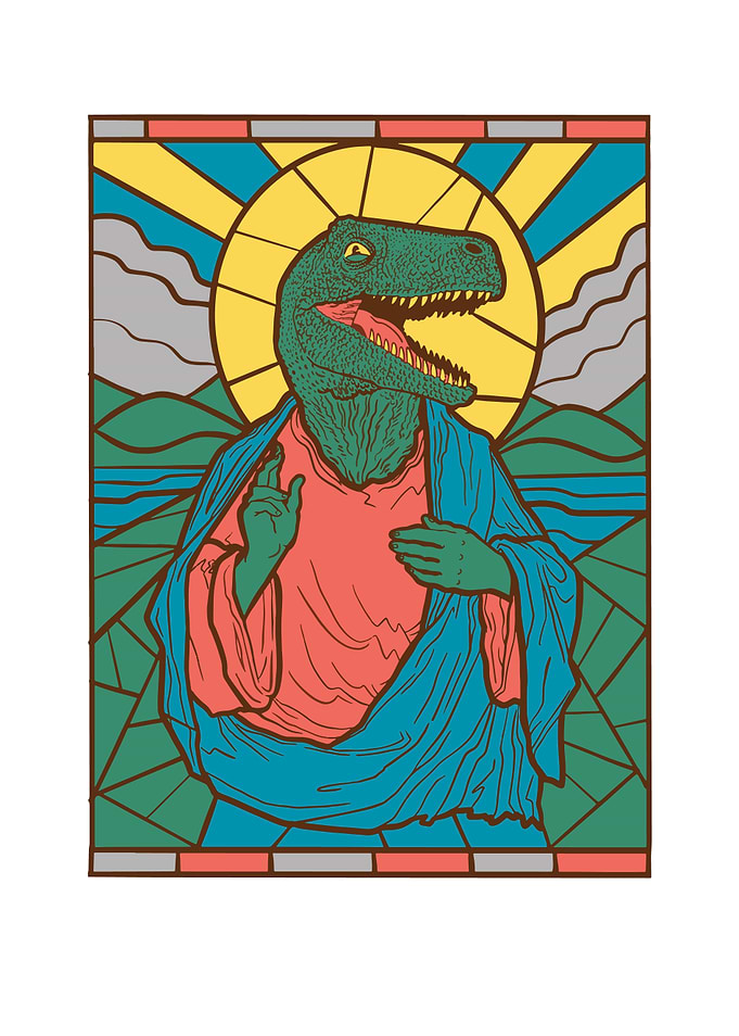 RAPTOR JESUS STAINED GLASS