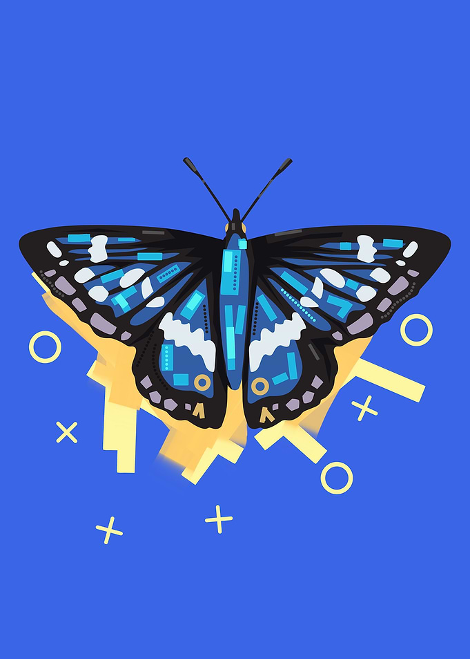 Blue Butterfly Pop art