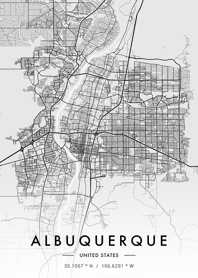 Albuquerque City Map White