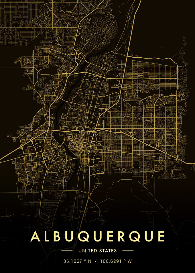 Albuquerque City Map Gold
