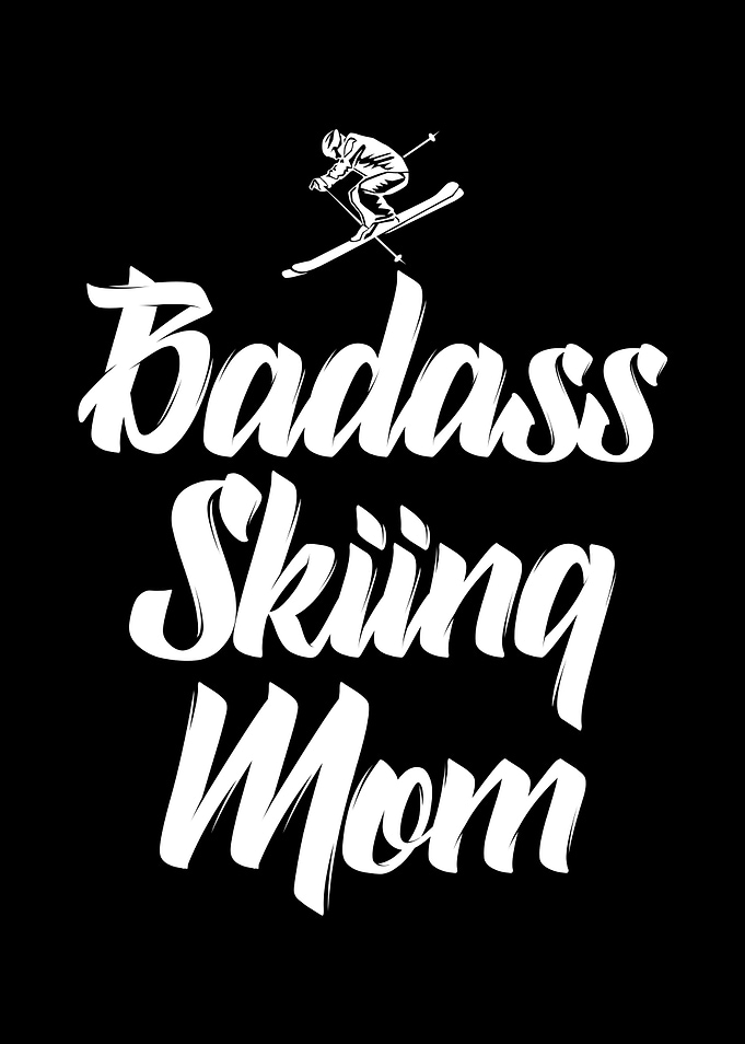 badass skiing mom