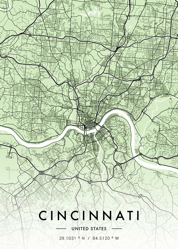 Cincinnati City Map Green