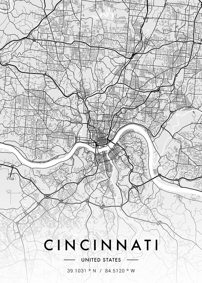 Cincinnati City Map White